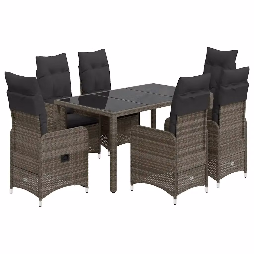 Set Bistrò da Giardino e Balcone vidaXL in Polyrattan e Metallo con Piano in Vetro Grigio, 5 Pezzi – 2