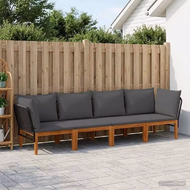 Set di divano da giardino a forma di L vidaXL in legno di acacia con cuscini inclusi – 1