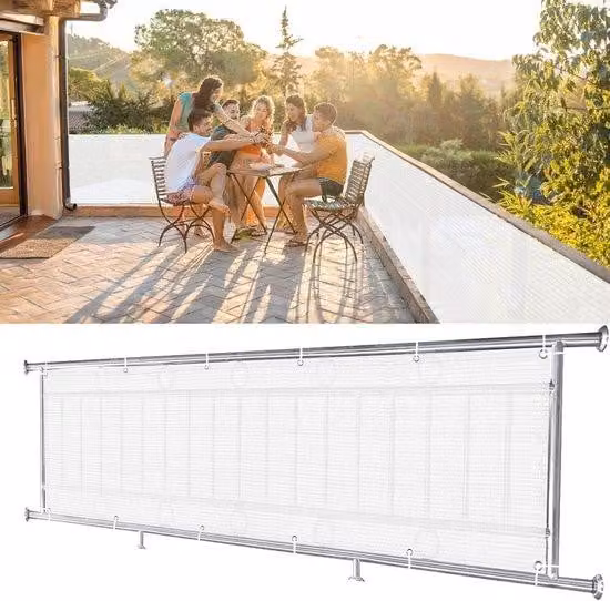 Tenda protettiva per balcone - resistente ai raggi UV - 50 x 850 cm - bianca