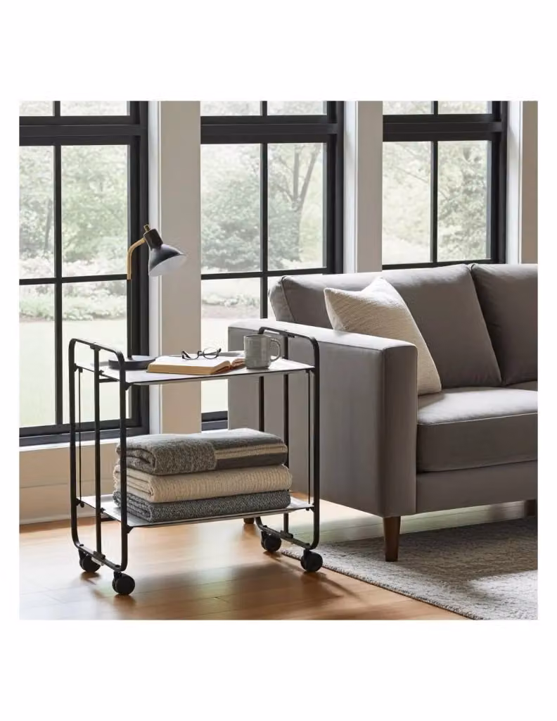 Carrello da cucina moderno Don Hierro nero con 2 ripiani in metallo e plastica L/P/H: 72 x 43 x 66 cm – 2