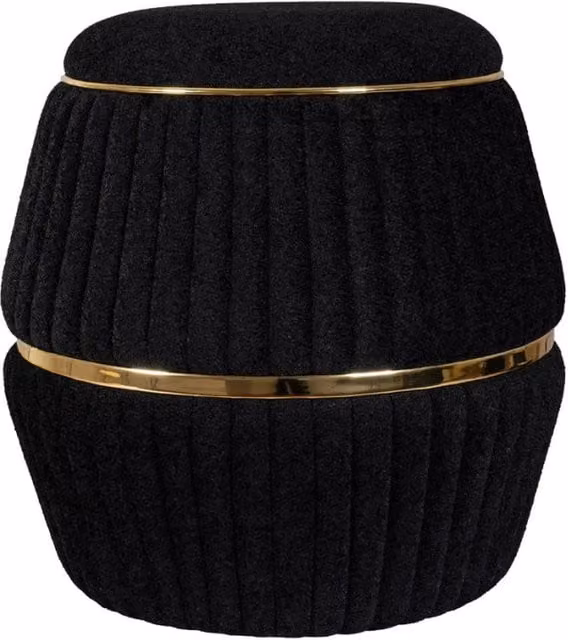 Pouf Doric 210 nero e oro con lavorazione a coste