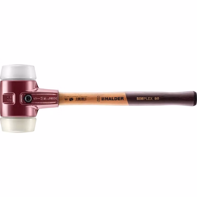 Mazza SIMPLEX soft-face con alloggiamento TE e manico in legno, Ø 80, superplastica / nylon