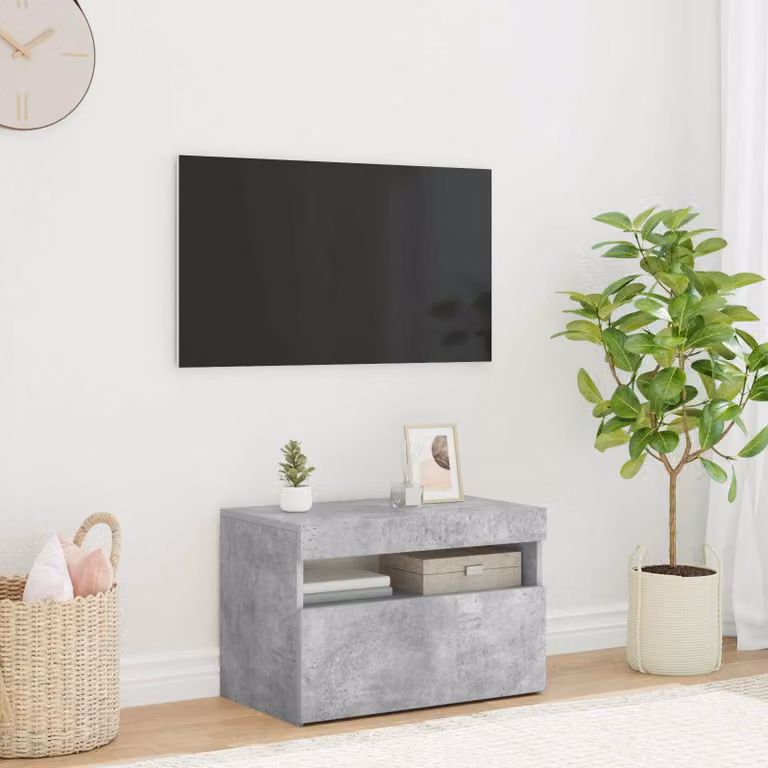 vidaXL Mobile Porta TV Moderno con Luci LED Integrate Grigio Cemento L: 60 cm, P: 35 cm, H: 40 cm