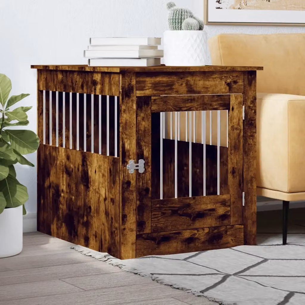 Gabbia per cani da arredamento in legno multistrato Rovere Fumo L: 64,5 cm, P: 80 cm, H: 71 cm CFW4696445 – 2