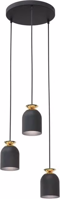 Lampadario Sospeso Contemporaneo Mnemosyne Luceart-Classic con 3 Luci in Metallo Nero e Oro con Altezza Regolabile
