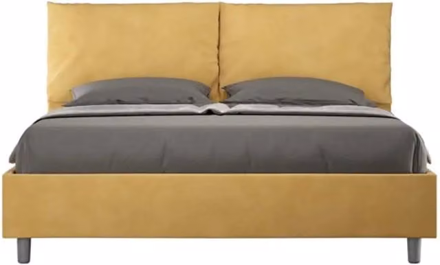 Letto matrimoniale senza rete imbottito 160x190 microfibra ocra Antea
