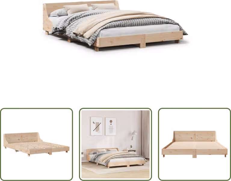 The Living Store Letto in legno massiccio senza materasso 120x190 cm in legno di pino