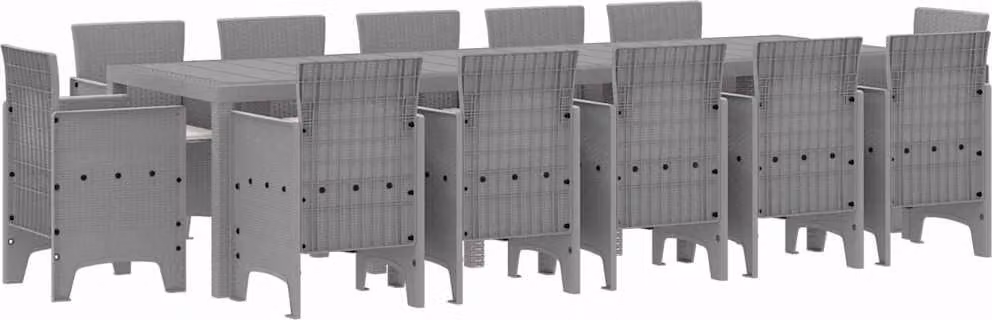 Set da Pranzo per Giardino 13 pcs Grigio chiaro Poly Rattan