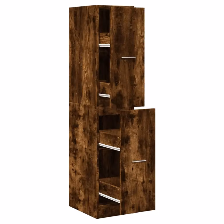 Mobile da farmacia multifunzionale HELLOSHOP26 con 4 cassetti e ripiani in legno composito e metallo, finitura rovere affumicato marrone, L/P/H: 30 x 41 x 144,5 cm