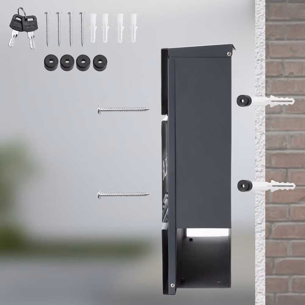 Cassetta postale da parete Monzana in acciaio antracite e argento L: 37 cm, P: 11 cm, H: 36,5 cm – 4