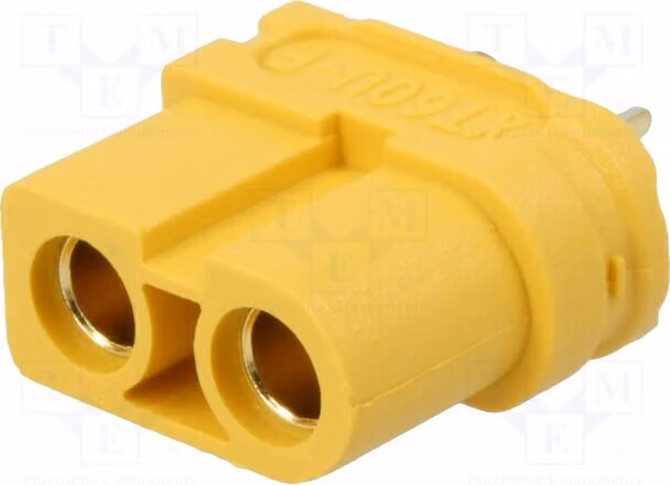 1 connettore XT60, pin: 2 femmina, per alimentazione CC, saldato. Connettore DC XT60U-F