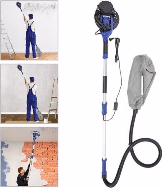 Levigatrice elettrica per cartongesso - 750W - Velocità regolabile - Disco da 255 mm - Per pareti e soffitti