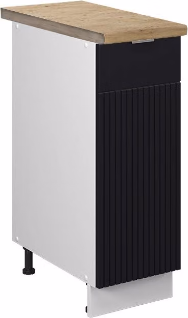 Armadio cucina dispensa alto Fame-Line Nero rigato/Bianco 30 cm, PL Rovere Vicco