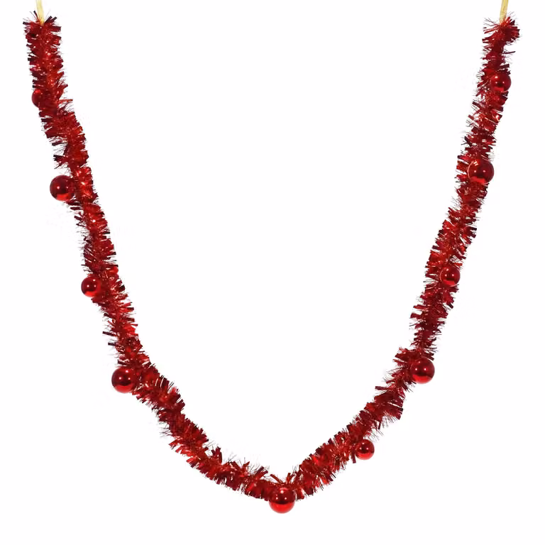 Ghirlanda Natalizia Rossa con Sfere Decorative VESTIAMO CASA, Lunghezza: 200 cm