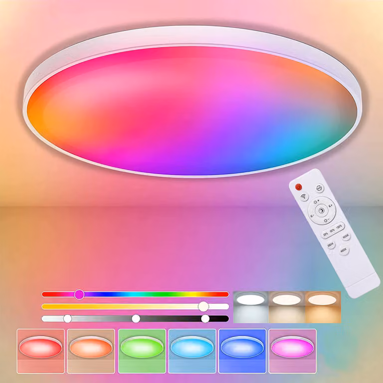 plafoniera LED 24W 30cm RGBW Plafoniera dimmerabile con telecomando per soggiorno, camera da letto, corridoio