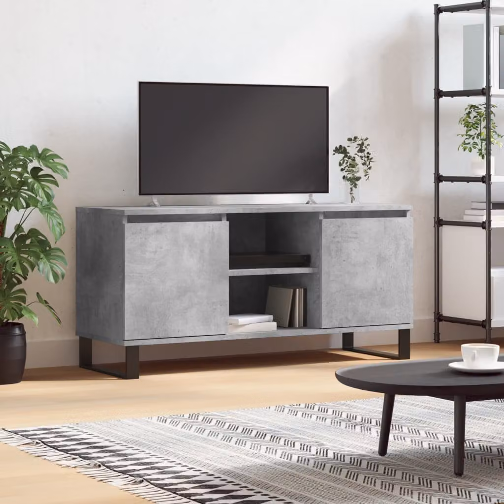 vidaXL Mobile Porta TV Moderno Grigio Cemento in Legno e Metallo L: 104 cm, P: 35 cm, H: 50 cm