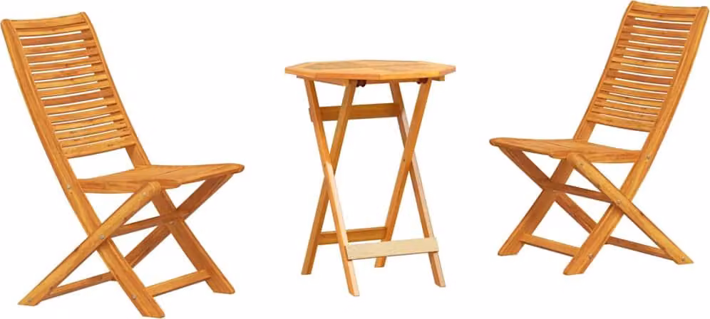 Set Bistro Pieghevole 3 pcs Marrone Legno di Acacia Massello