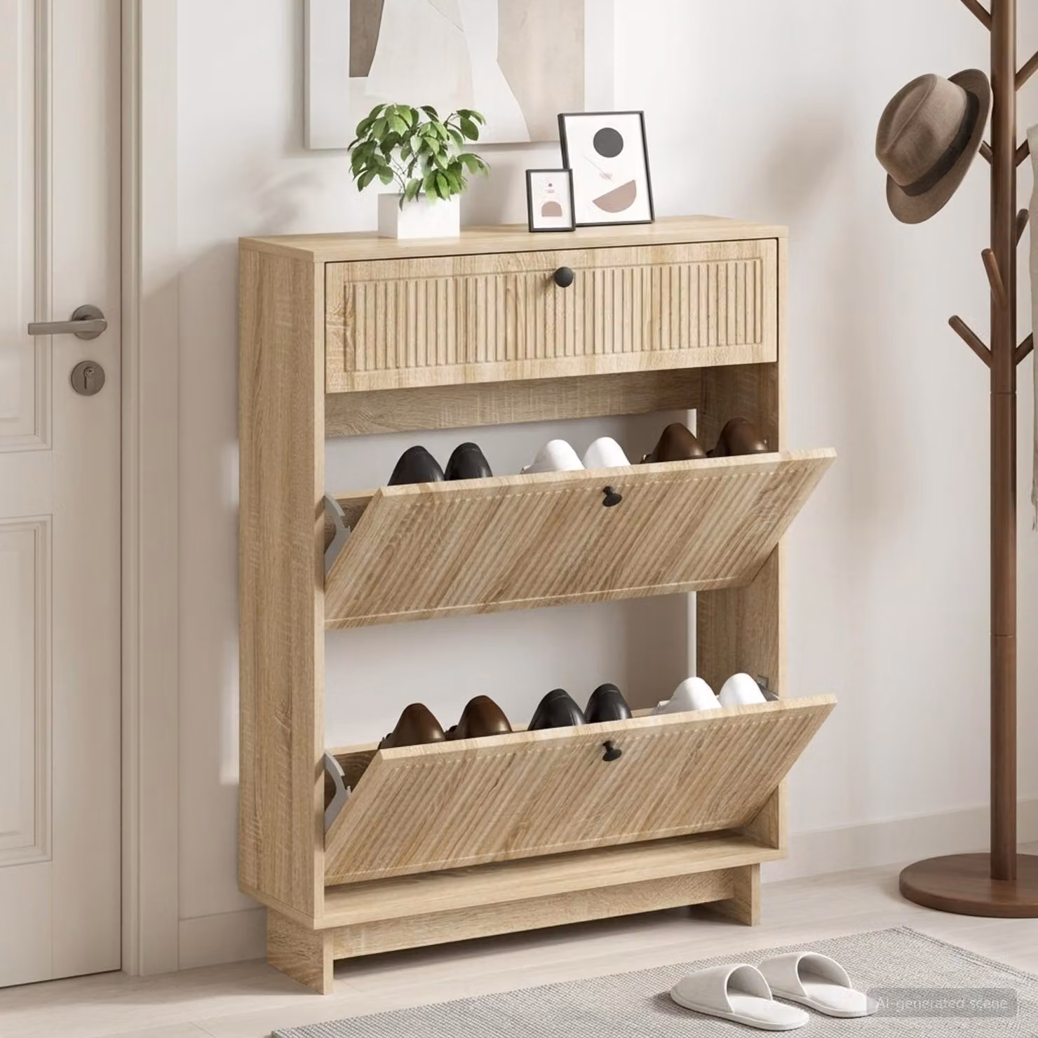 Mobile porta scarpe vidaXL moderno in legno e metallo, L 78 cm x P 24 cm x H 103 cm
