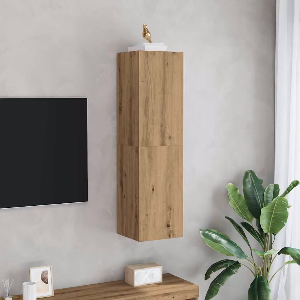 Mobile TV vidaXL in legno Rovere Marrone Moderno L: 30,5 cm, P: 30 cm, H: 110 cm