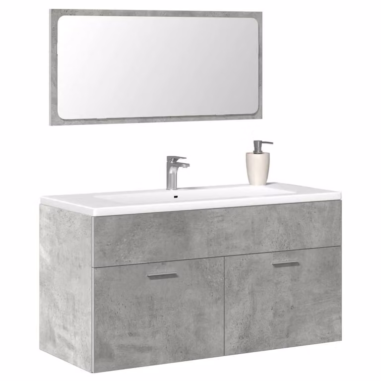 Mobile da bagno con specchio vidaXL in legno e MDF grigio opaco L: 90 cm, P: 38,5 cm, H: 46 cm