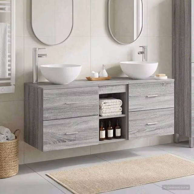 Set di Armadi da Bagno 3 pz Sonoma grigio 49,5 x 41 x 64,5 cm 3405808