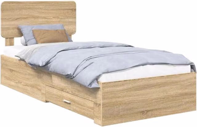 Letto singolo | Letto per adulti | Struttura del letto Rovere Sonoma 75 x 190 cm Legno multistrato