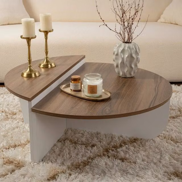 Mansue Tavolino da Salotto Moderno con Portariviste in Legno, L/P/H: 126 x 60 x 35 cm, Marrone e Bianco – 1