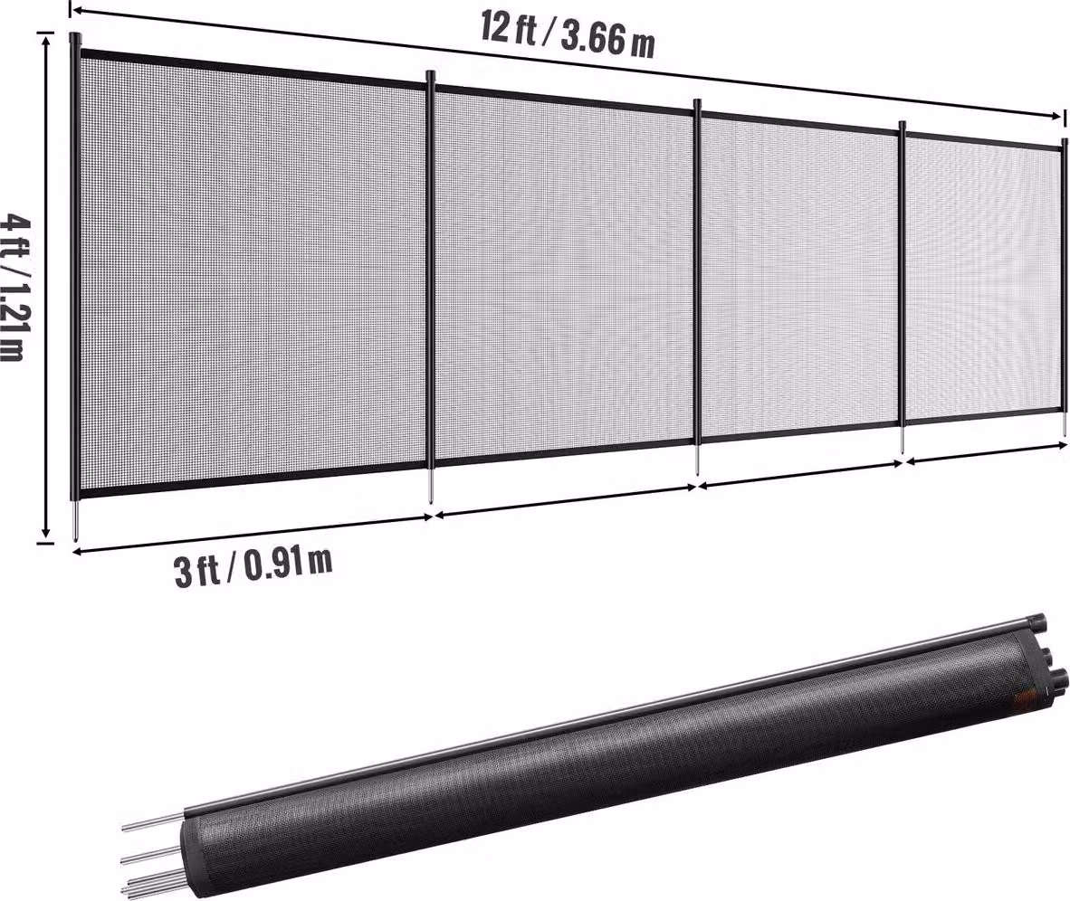 Recinzione per piscina, recinzioni per piscine interrate 4 x 12 piedi, recinzione di sicurezza rimovibile per bambini, recinzione per piscina facile da installare fai da te, rete per recinzione piscina in PVC Teslin da 340 g che protegge bambini e animali