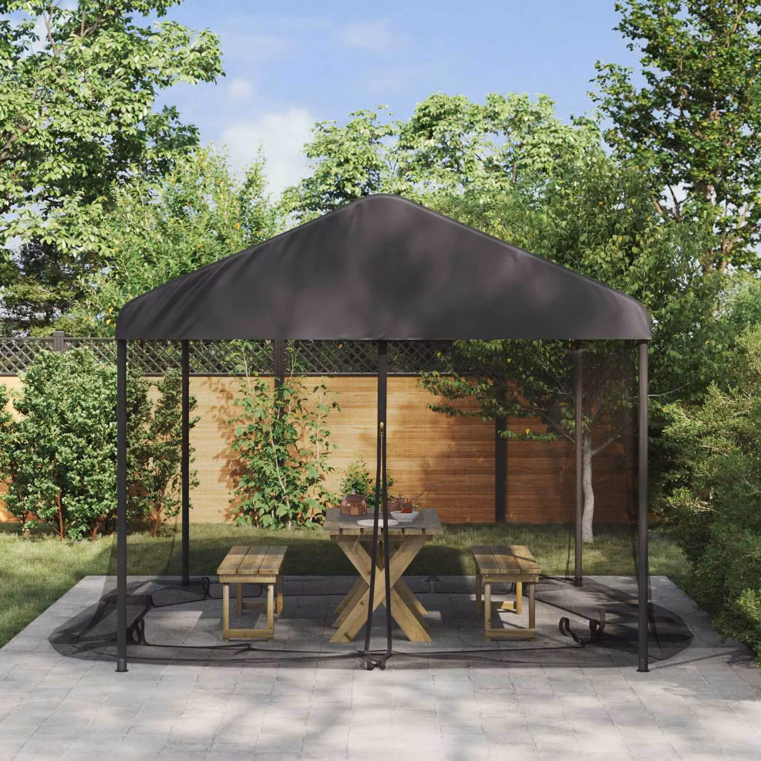 Zanzariera per gazebo vidaXL in poliestere nero 4,5 x 3 x 2 m
