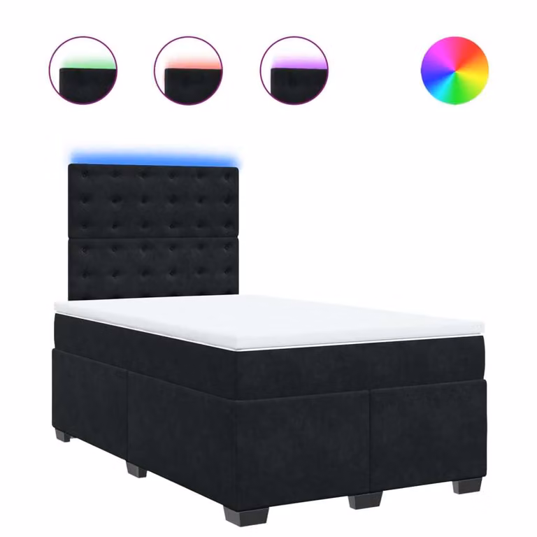 Giroletto a Molle con Materasso Nero 120x190 cm in Velluto