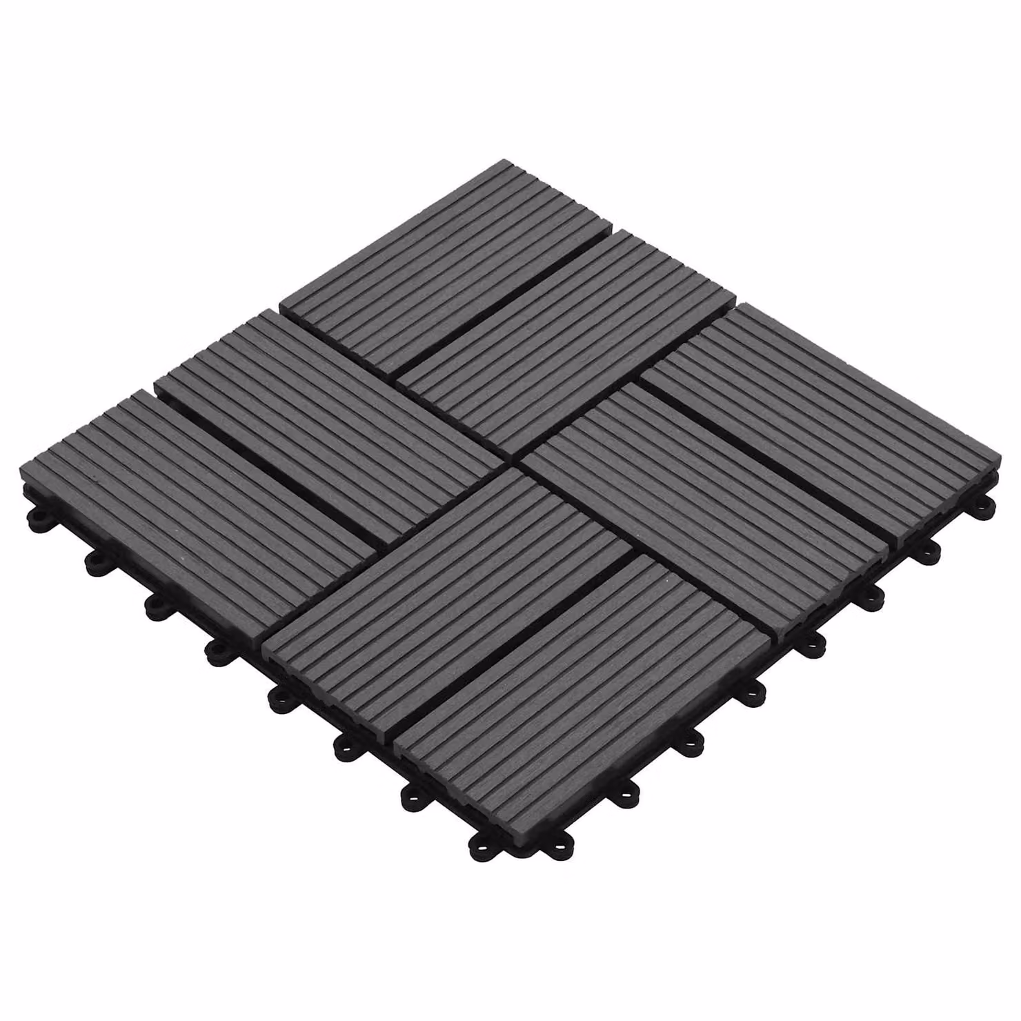 Set di 11 piastrelle per decking vidaXL in WPC grigio, 30 x 30 cm