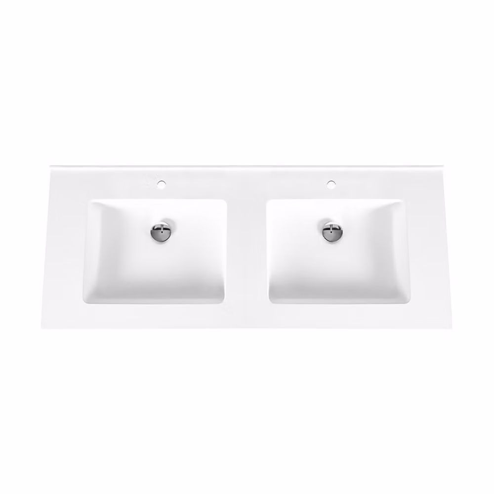 Lavabo doppio in resina minerale Veroni, mobile lavabo da 120 cm