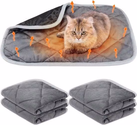 Set di 4 tappetini autoriscaldanti per cani e gatti, tappetini autoriscaldanti per cani e gatti, termoriflettenti, tappetini riscaldati extra caldi, materassini lavabili per gabbie di cani e gatti, adatti per uso interno ed esterno (grigio, 40 x 50 cm)