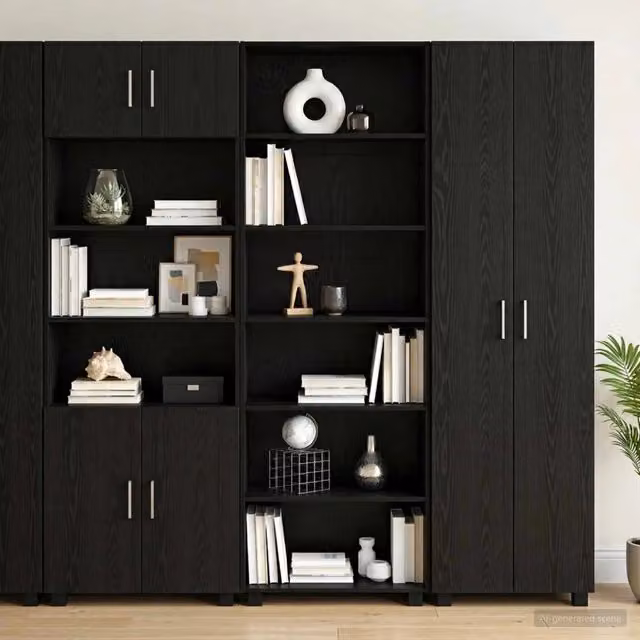 Credenza moderna vidaXL in legno MDF nero L: 70 cm, P: 41 cm, H: 185 cm