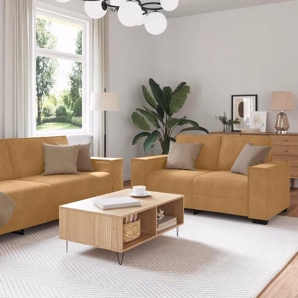 Maison Exclusive - Set divano a 2 posti con cuscini in velluto marrone