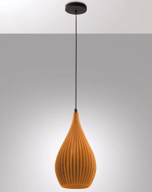 Lampada a Sospensione Lisa Fabas in Metallo e Plastica, Colore Senape, Attacco E27, Design Minimalista e Altezza Regolabile