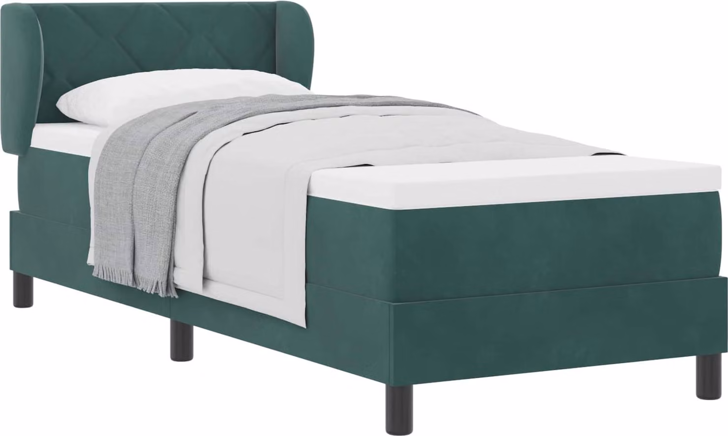 Letto a molle con testiera Verde scuro 80 x 200 cm Velluto