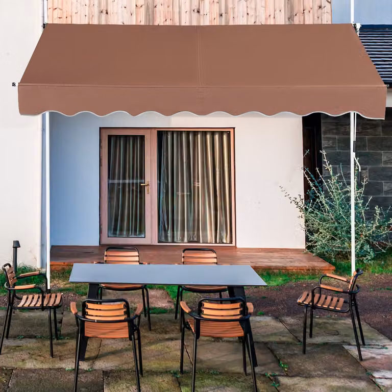 Tenda da balcone a bracci Costway senza foratura, resistente ai raggi UV, regolabile in altezza, colore Marrone, Larghezza: 250 cm