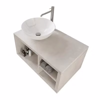 Mobile bagno sospeso Master grigio opaco con lavabo, specchio con illuminazione LED e vani a giorno L: 80 cm, P: 40 cm, H: 50 cm – 2