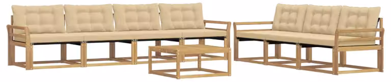 Set di divani da esterno, 8 pezzi, color beige