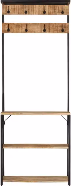 Appendiabiti con Scarpiera-Scarpiera con Appendiabiti 68x30x182 cm Massello Mango Grezzo
