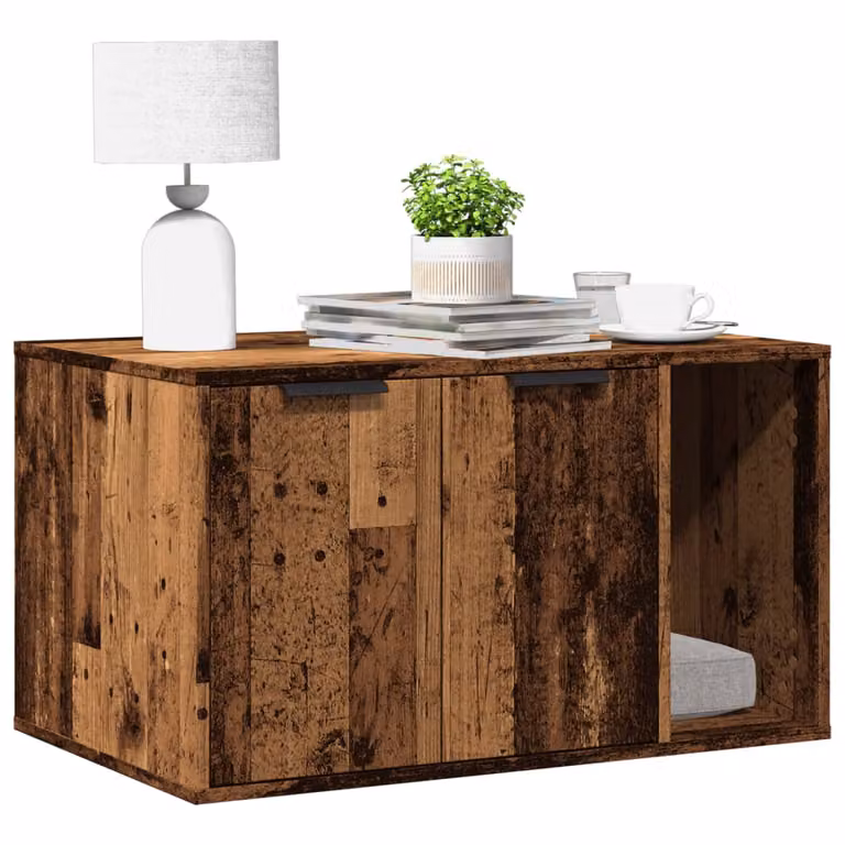 Recinto per lettiera per gatti vidaXL in legno effetto vecchio marrone, L 80 cm x P 50 cm x H 45 cm