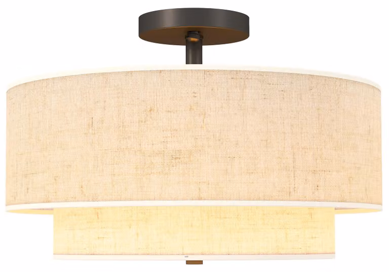 HOMCOM Lampada da soffitto a sospensione con 3 attacchi E14, color crema