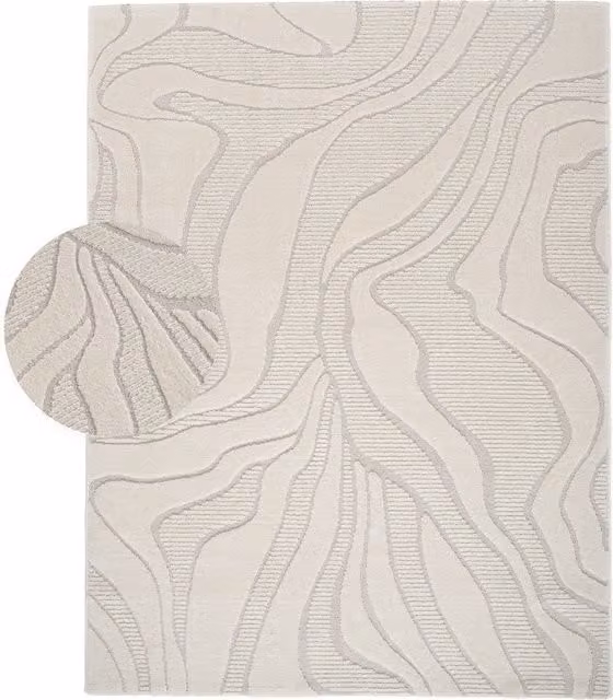 Tappeto moderno Aurora beige con effetto alto-basso, design geometrico scandinavo, L: 240 cm, P: 330 cm