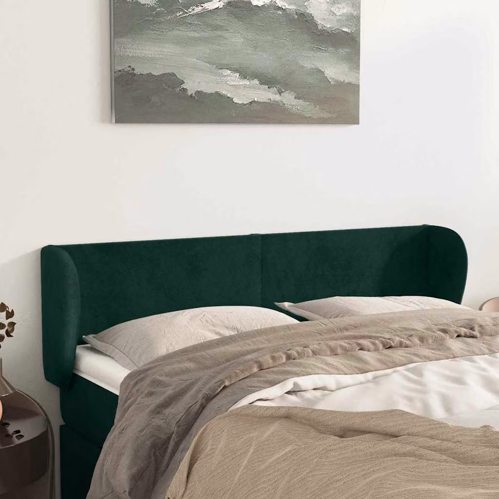 Testiera ad orecchio vidaXL in velluto verde scuro L: 147 cm, P: 23 cm, H: 78/88 cm