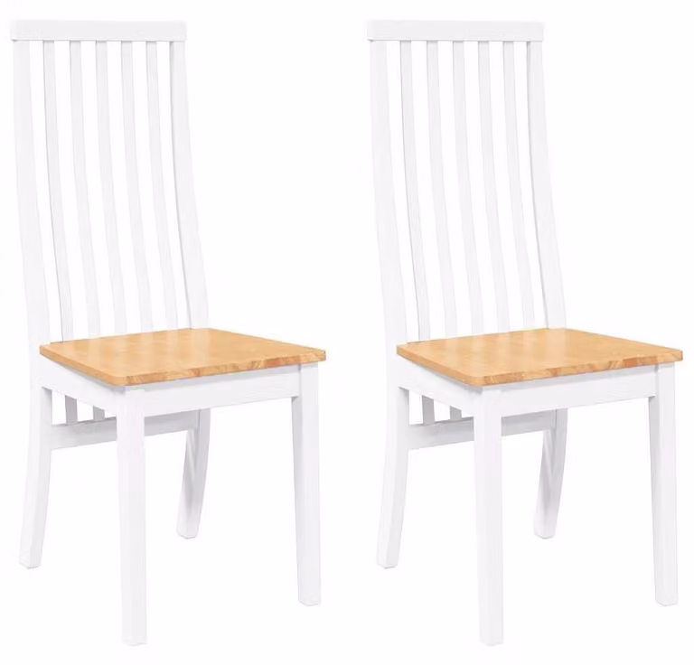 Set di 2 sedie da pranzo in legno massello di hevea