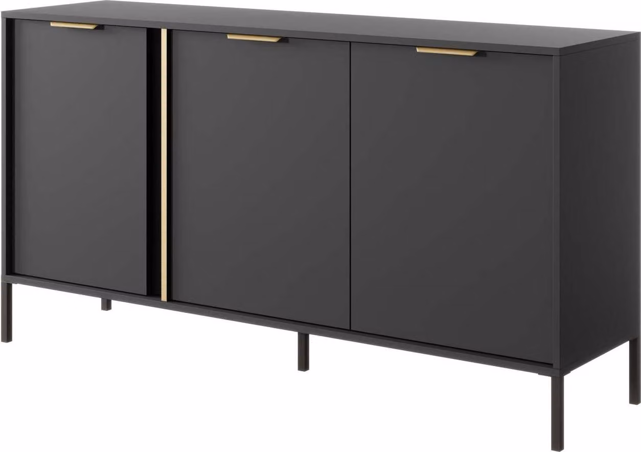FURNLUX Credenza Lars Nero 153cm / Hauptfarbe: Schwarz / Dimensioni: 153 x 40 x 81 cm
