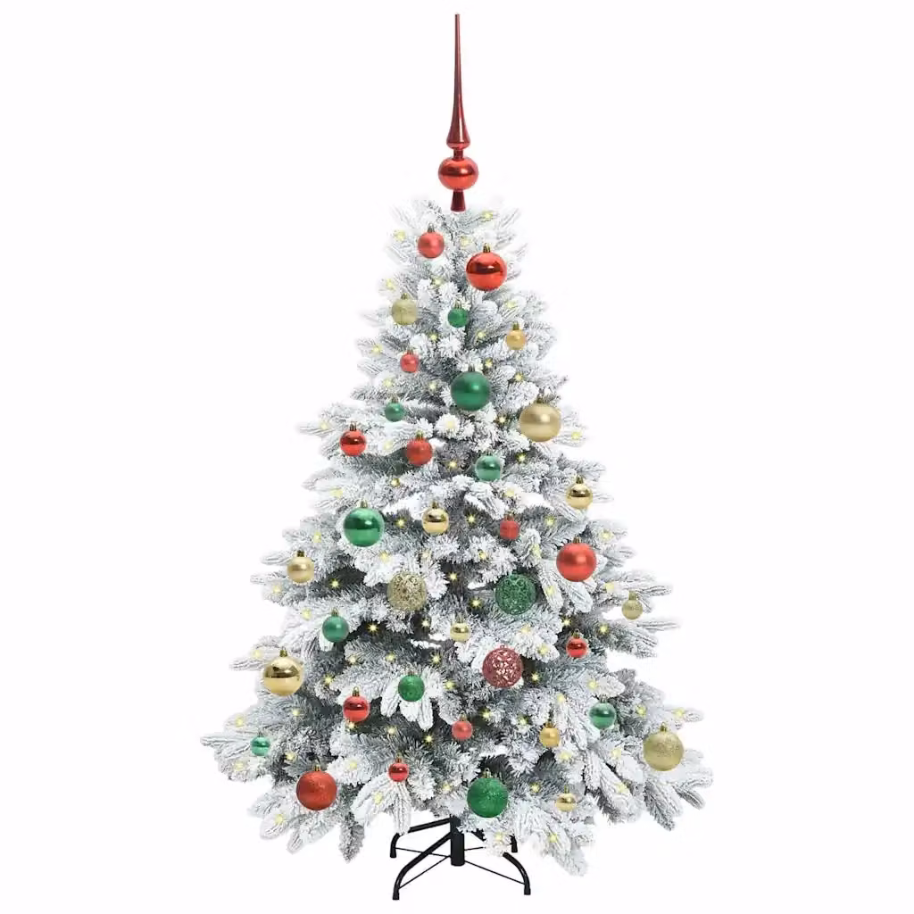 Albero di Natale artificiale bianco vidaXL con 150 LED luce bianca calda, Altezza: 120 cm, in PE e PVC – 2