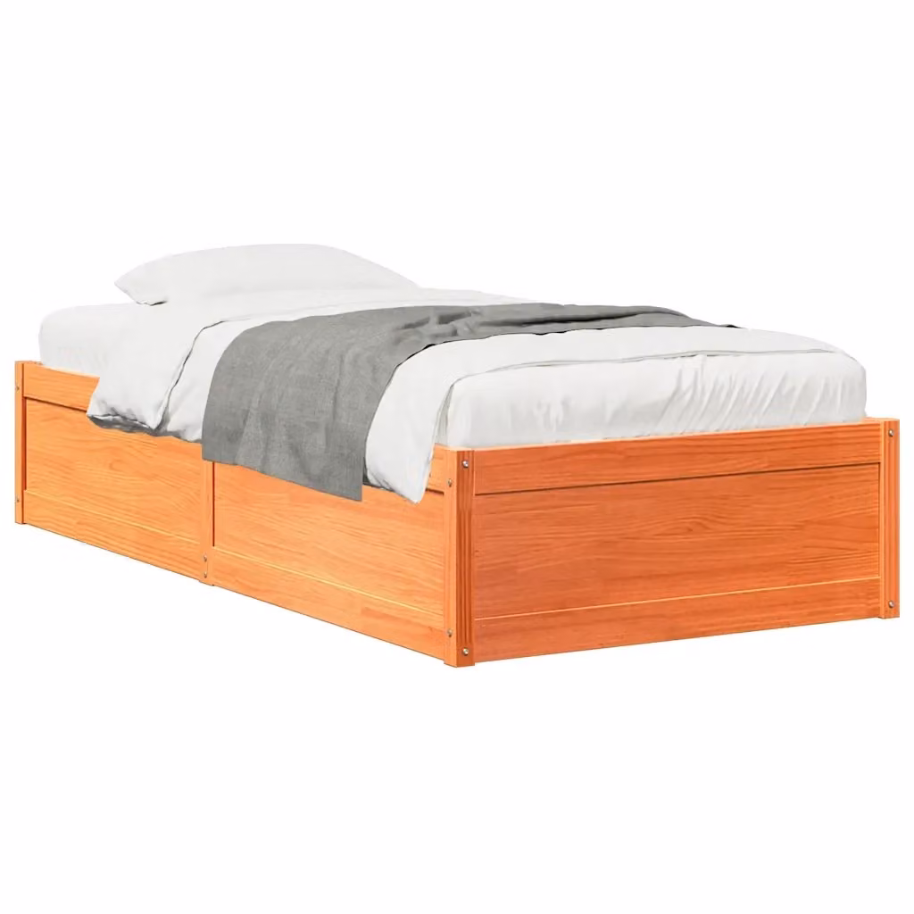 Letto moderno in legno di pino color marrone cera vidaXL senza materasso 90x190 cm – 2
