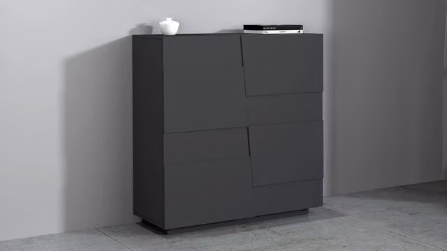Credenza 2 Ante 120x44x126 cm Pongo 2A Grigio Antracite Opaco